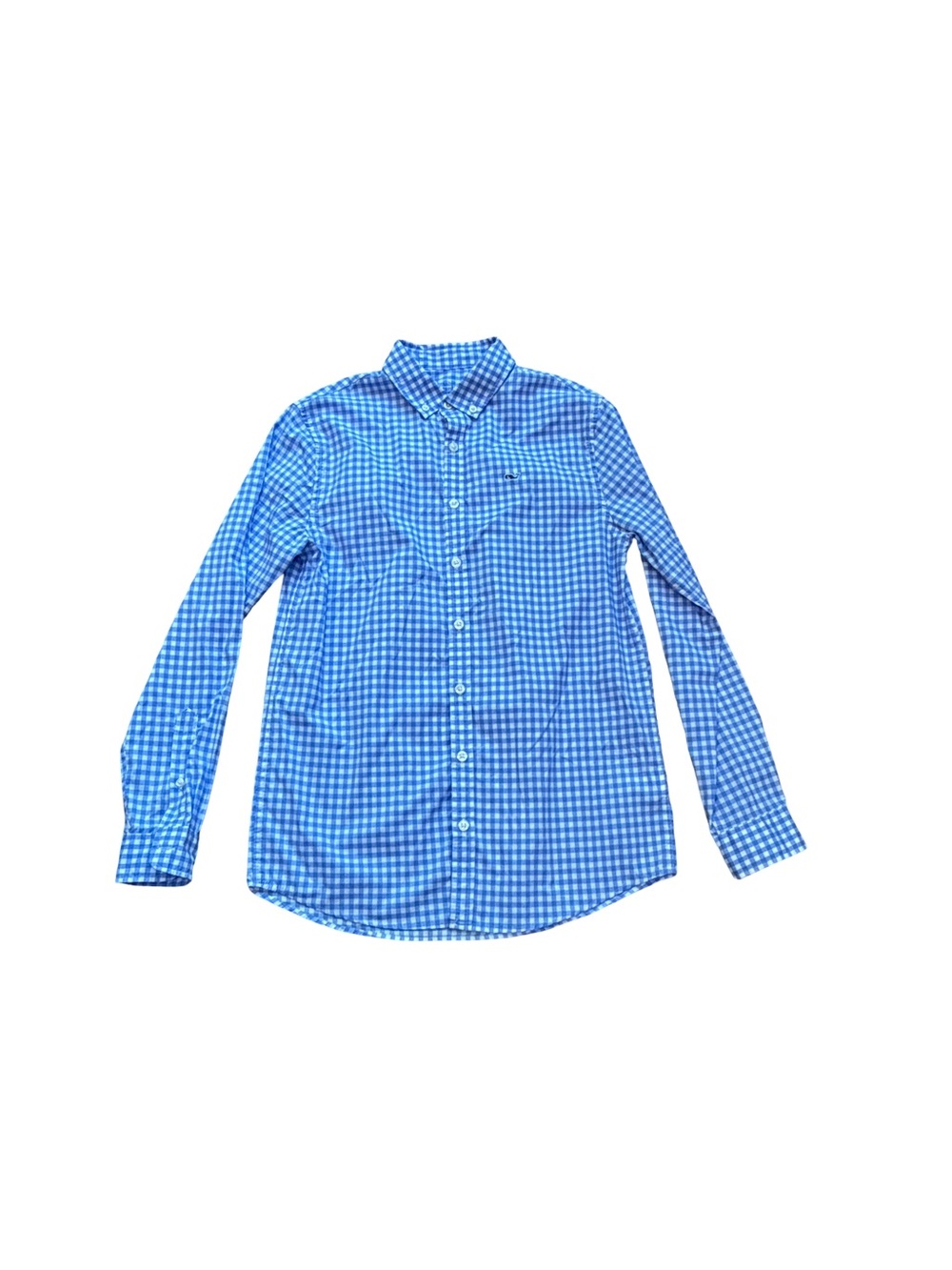 Vineyard Vines Boy’s Large Performance Blue Check Button-Down Shirt